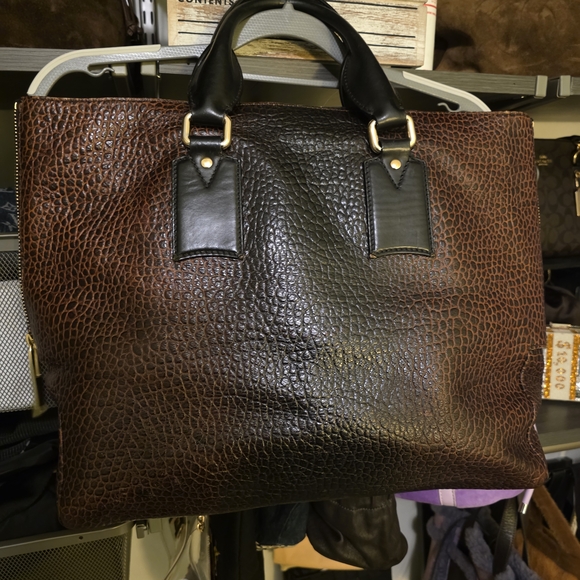 Burberry Textured Leather Shoulder Bag in Brown and Black - Picture 2 of 13